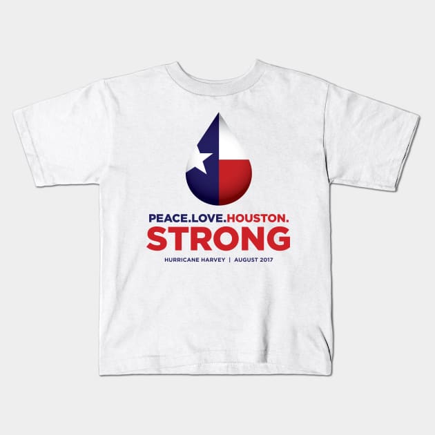 Peace Love Houston Strong - Hurricane Harvey Kids T-Shirt by e2productions